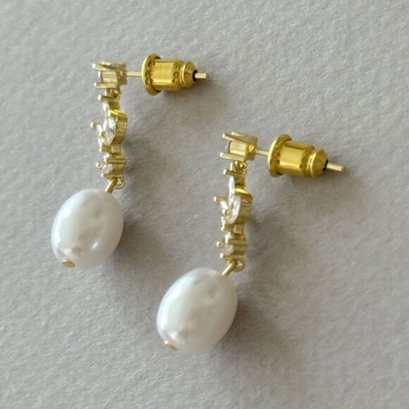 pearl drop earrings A689 - Picture 4 of 4